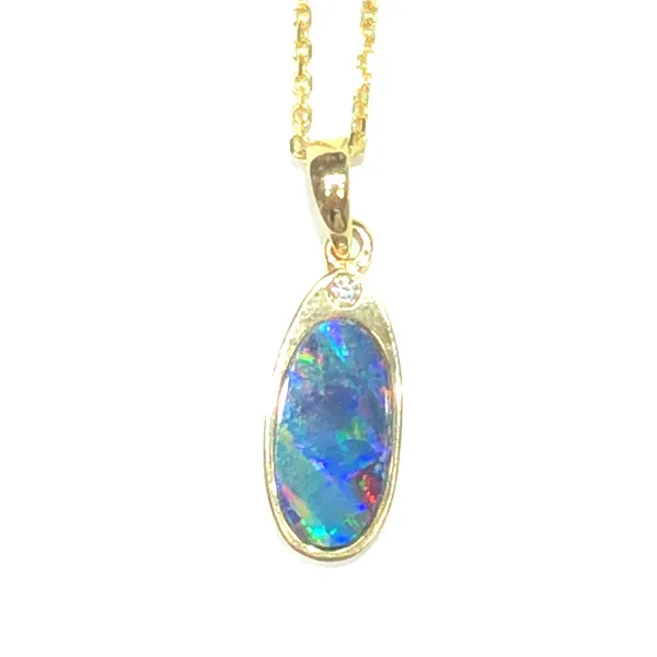 Elongated Oval Australian Opal Doublet Pendant J. Thomas Jewelers Rochester Hills, MI