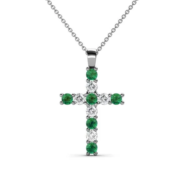 Diamond and Emerald Cross J. Thomas Jewelers Rochester Hills, MI
