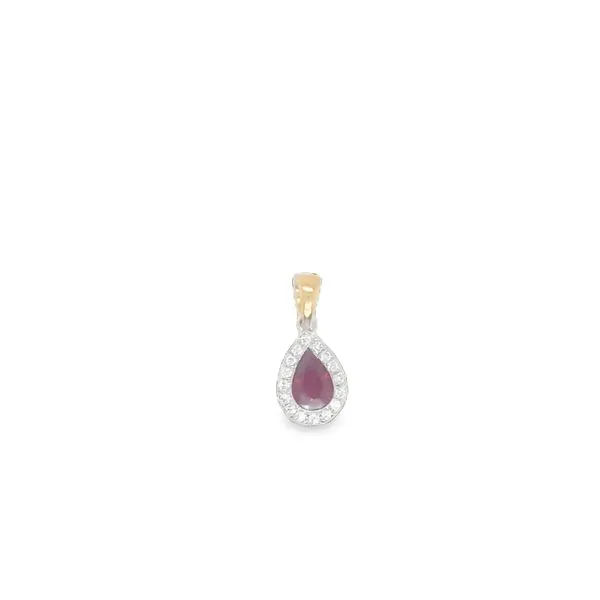 Bi- COlor Pear Shape Ruby Pendant J. Thomas Jewelers Rochester Hills, MI