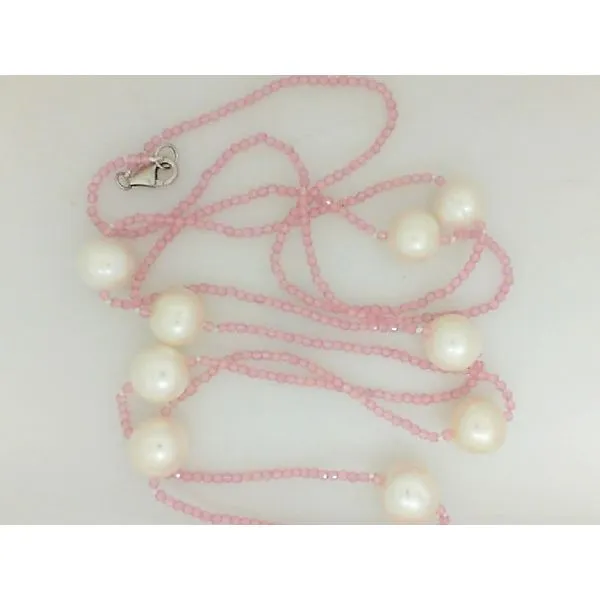 Freshwater Pearl and Pink Cats Eye Bead Necklace J. Thomas Jewelers Rochester Hills, MI