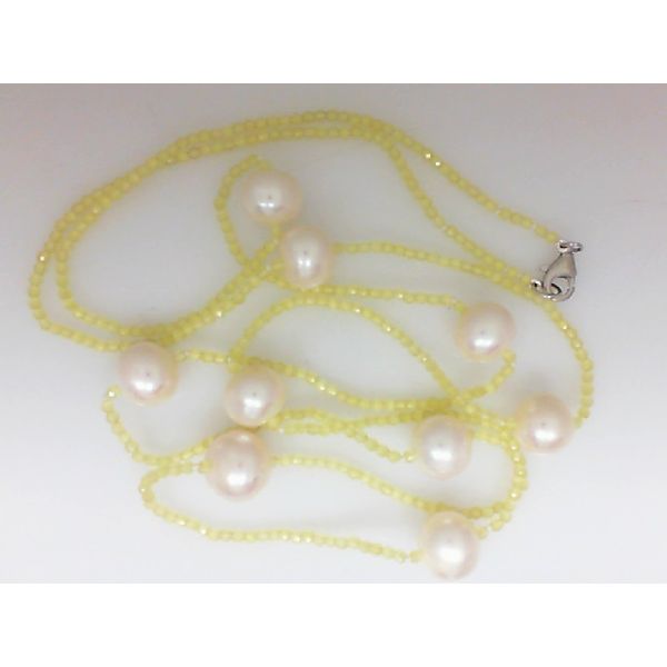 Freshwater Pearl and Yellow Cats Eye Bead Necklace J. Thomas Jewelers Rochester Hills, MI