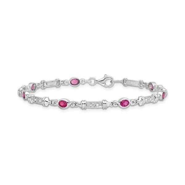 Sterling Silver Pink Tourmaline and Diamond Bracelet J. Thomas Jewelers Rochester Hills, MI
