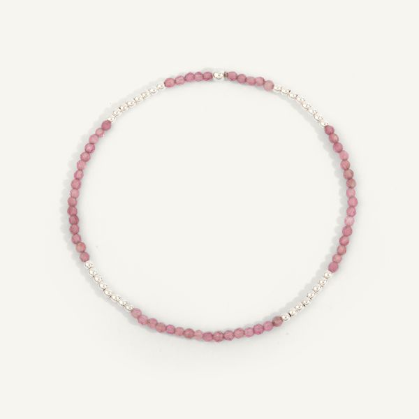 Pink Tourmaline With Sterling Silver Beaded Bracelet J. Thomas Jewelers Rochester Hills, MI