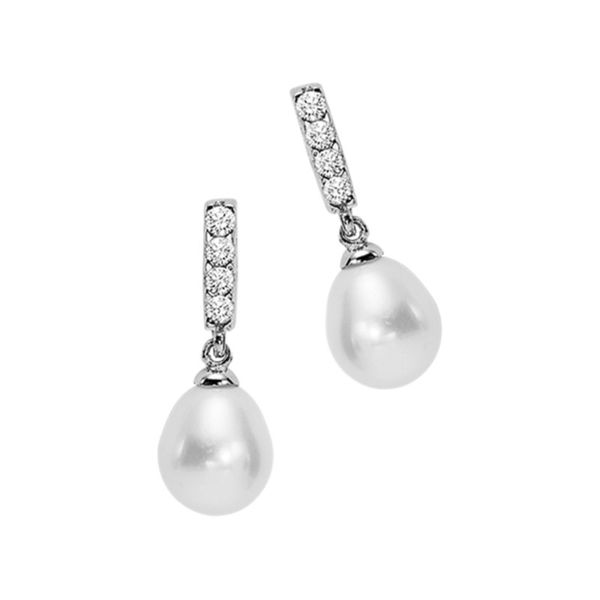 Sterling Silver Drop Pearl Earrings J. Thomas Jewelers Rochester Hills, MI