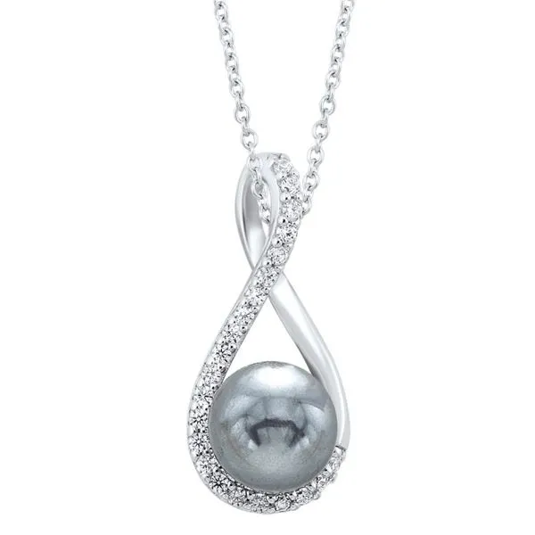 Black Freshwater Pearl and Cubic Zirconia Pendant J. Thomas Jewelers Rochester Hills, MI