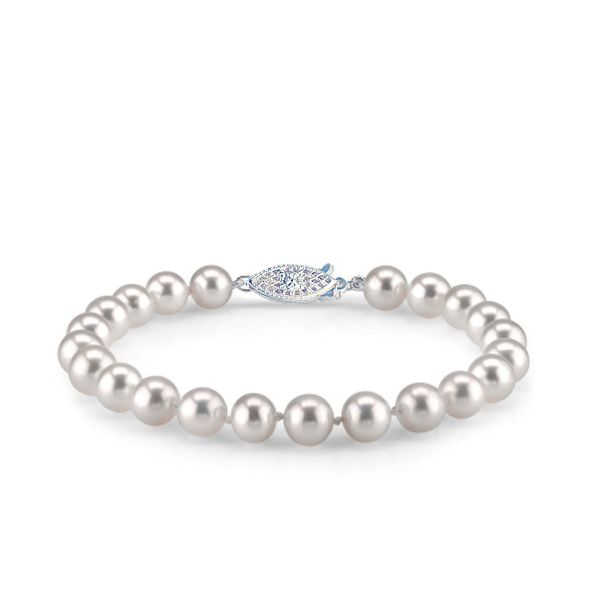 Lady's White 14 Karat Freshwater Pearl Bracelet 6-6.5mm Length 7 J. Thomas Jewelers Rochester Hills, MI