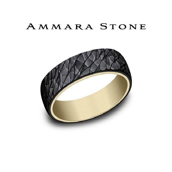 Ammara Stone - Black Titanium Pebble Hammered Design Ring J. Thomas Jewelers Rochester Hills, MI