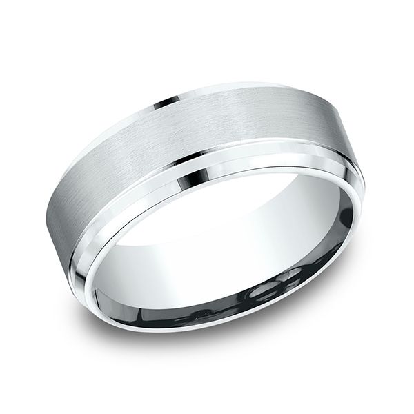 8mm comfort-fit White Gold band with high polished 