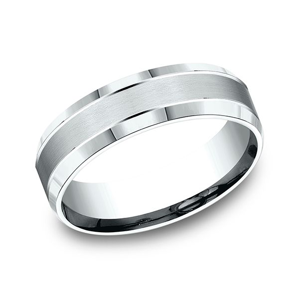 6MM Comfort-Fit Satin-Finished Band with High Polished Beveled Edge. J. Thomas Jewelers Rochester Hills, MI