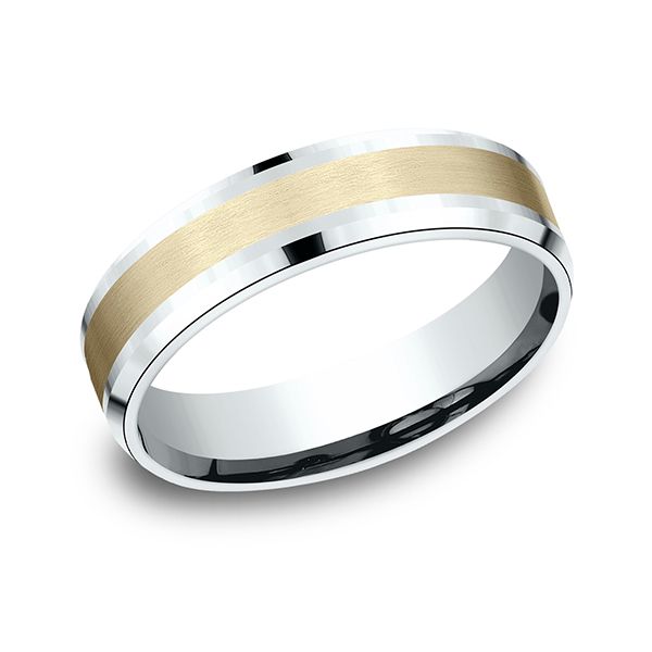 6MM Comfort-Fit Two-Tone High Polish Wedding Band with Beveled Edges J. Thomas Jewelers Rochester Hills, MI