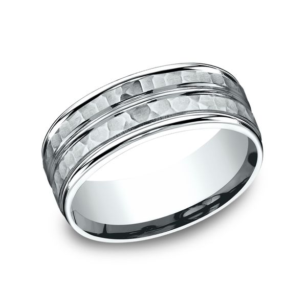 8 MM Wedding Band With Hammered And Polished Bands J. Thomas Jewelers Rochester Hills, MI