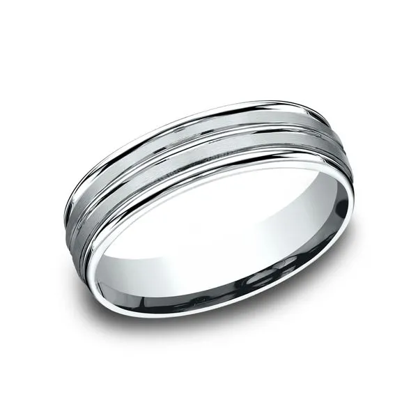 14 Karat White Gold Comfort Fit Wedding Band With Satin Finish, 6 MM J. Thomas Jewelers Rochester Hills, MI