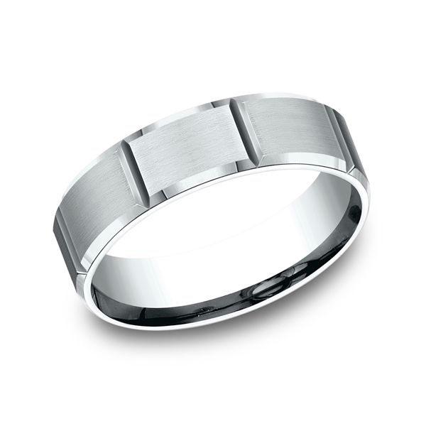 6 MM Comfort-Fit Satin-Finished Carved Design Band J. Thomas Jewelers Rochester Hills, MI