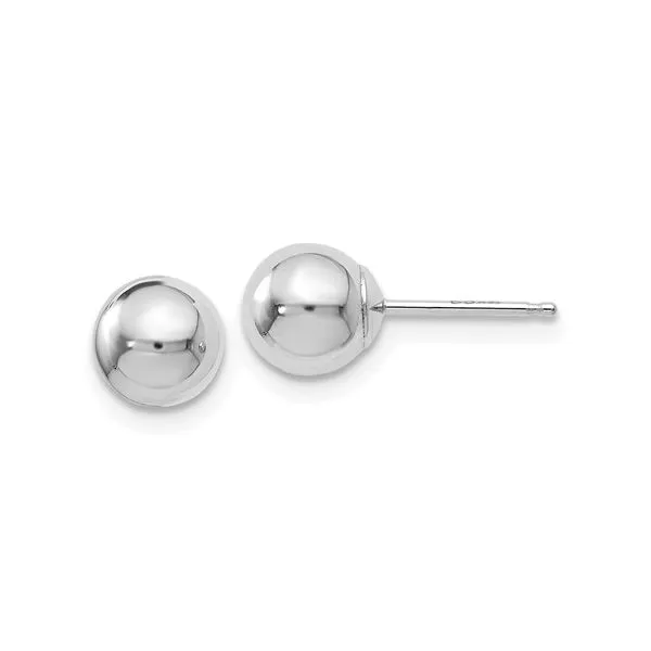 6mm 14 Karat White Gold Polished Ball Earrings J. Thomas Jewelers Rochester Hills, MI