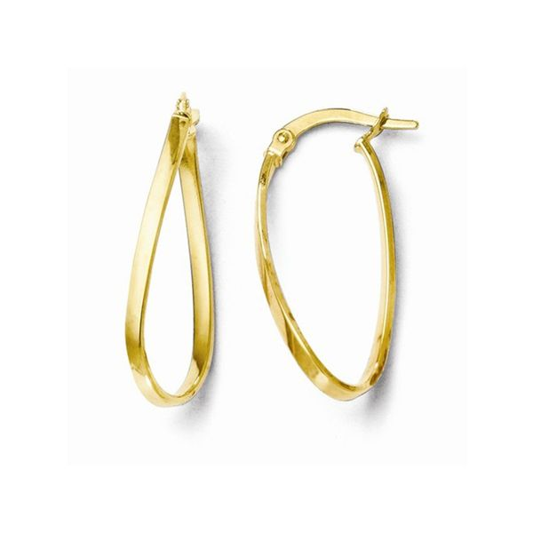 14 Karat Yellow Gold Oval Hoop Earrings J. Thomas Jewelers Rochester Hills, MI