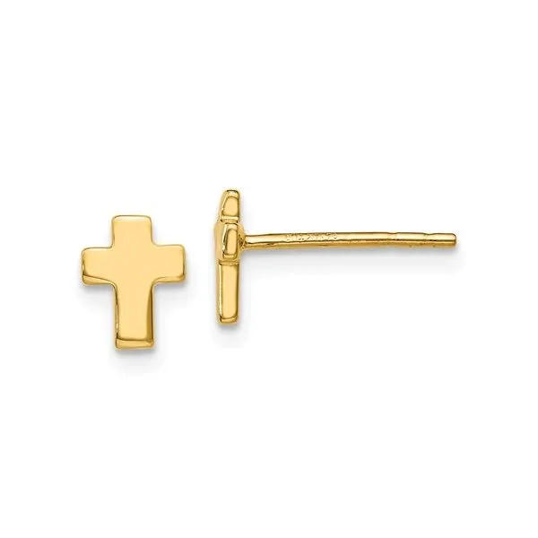 14 Karat Yellow Gold Cross Earrings J. Thomas Jewelers Rochester Hills, MI