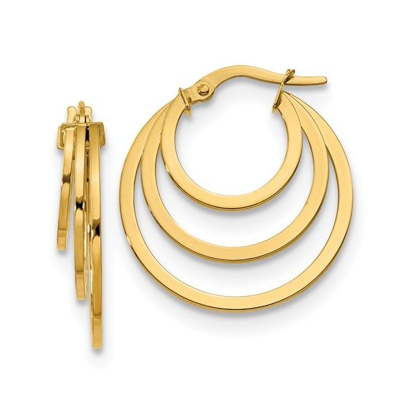 14K Polished Fancy 3 Hoop Earrings J. Thomas Jewelers Rochester Hills, MI