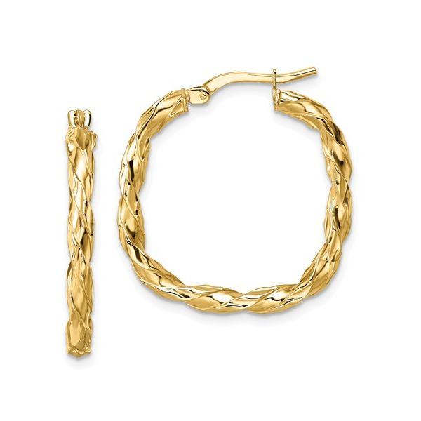 Yellow Gold Square Twist Earrings J. Thomas Jewelers Rochester Hills, MI