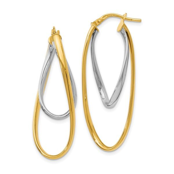 14 Karat Two-Tone Polished Hoop Earrings J. Thomas Jewelers Rochester Hills, MI