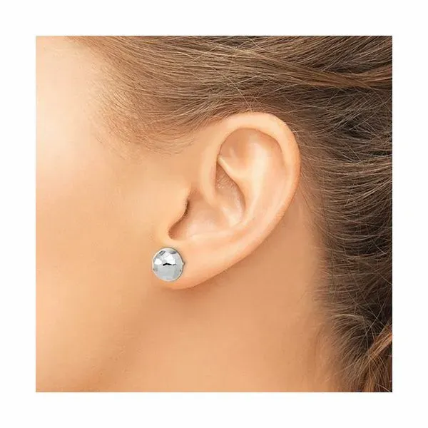 Leslie's 14K White Gold Polished D/C 10mm Button Post Earrings Image 2 J. Thomas Jewelers Rochester Hills, MI