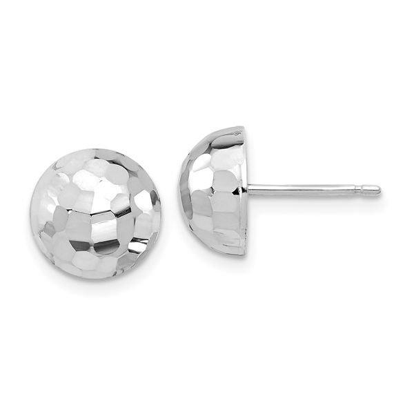 Leslie's 14K White Gold Polished D/C 10mm Button Post Earrings J. Thomas Jewelers Rochester Hills, MI