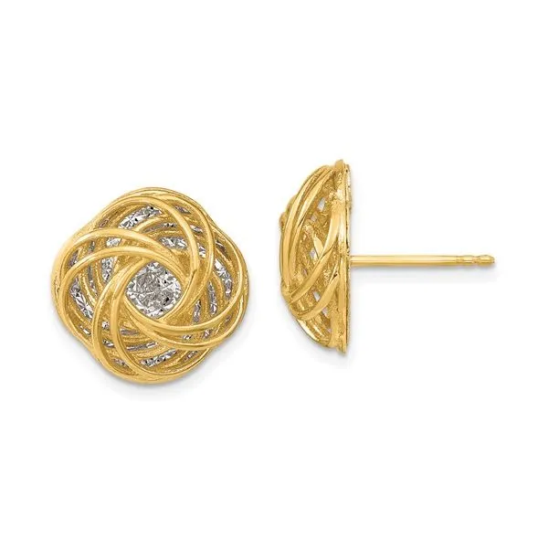 Leslie's 14K Two-Tone Polished Diamond Cut Love Knot Earring J. Thomas Jewelers Rochester Hills, MI
