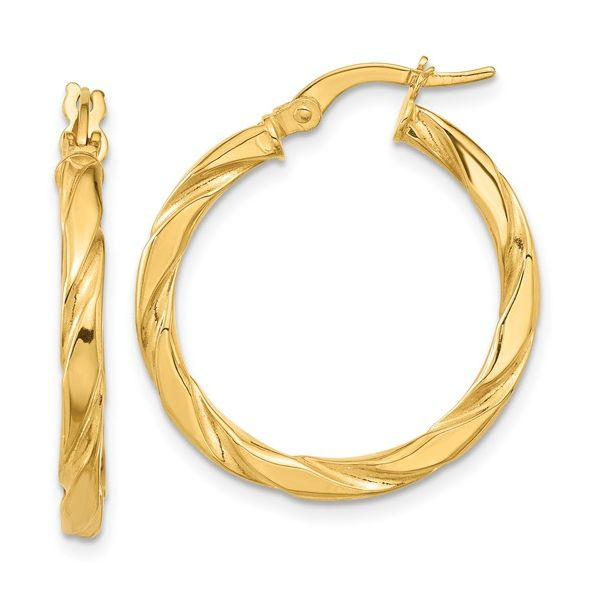 14 Karat Yellow Gold Twisted Hoops J. Thomas Jewelers Rochester Hills, MI