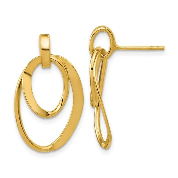 Sterling Silver Gold Plated Polished Fancy Oval Dangle Earring With Posts J. Thomas Jewelers Rochester Hills, MI