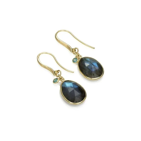 Jorge Revilla Sterling Silver With 18 Karat Gold Overlay Labradorite Earrings J. Thomas Jewelers Rochester Hills, MI