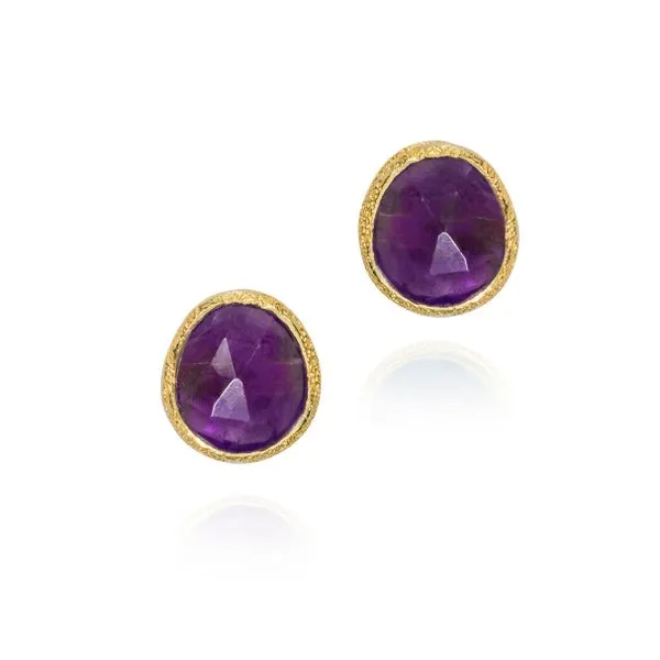 Jorge Revilla Sterling Silver With 18 Karat Gold Overlay Amethyst Stud Earrings J. Thomas Jewelers Rochester Hills, MI