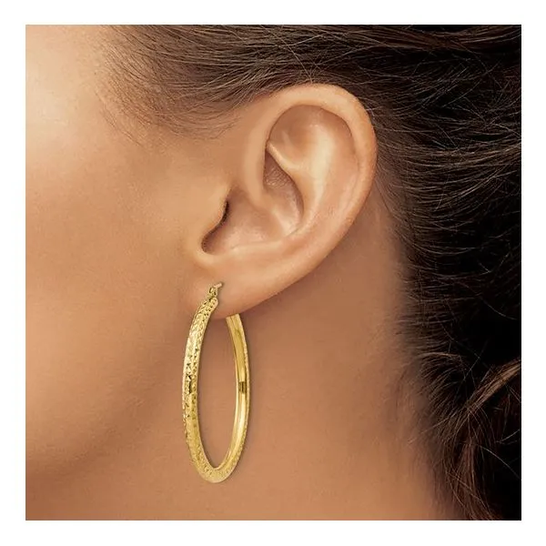 40Mm Yellow Gold Hoops Image 2 J. Thomas Jewelers Rochester Hills, MI