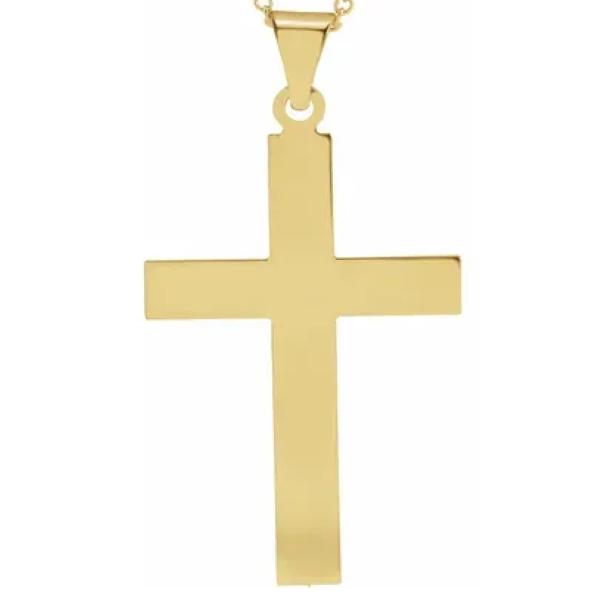 14 Karat Yellow Gold Straight Solid Cross J. Thomas Jewelers Rochester Hills, MI
