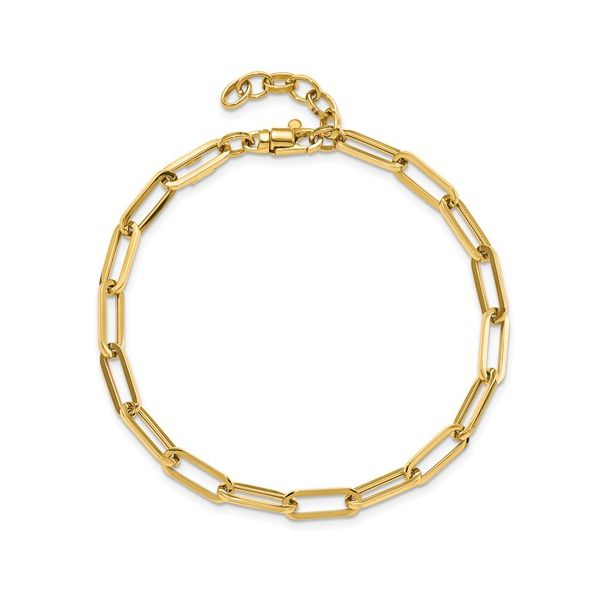 14 Karat Yellow Gold Paper Clip Chain Bracelet J. Thomas Jewelers Rochester Hills, MI