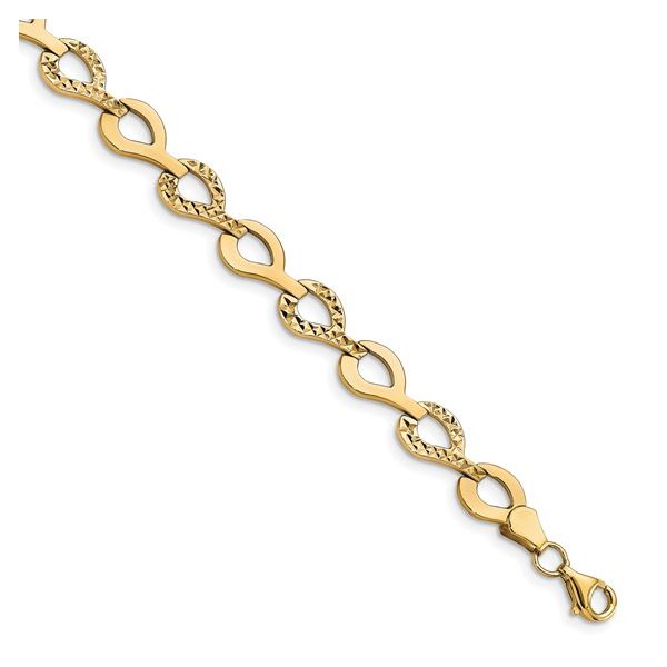 10 Karat Polished Fancy Diamond Cut Link Bracelet J. Thomas Jewelers Rochester Hills, MI