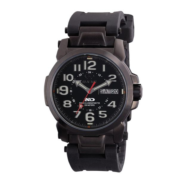 ATOM:  Never Dark; Black Dial With Black-Plated Case And Rubber Strap Reactor Watch J. Thomas Jewelers Rochester Hills, MI