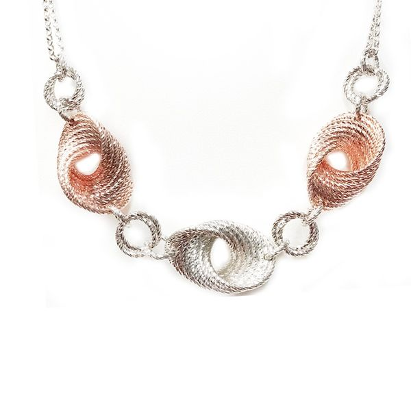 Sterling Silver and 18 Karat Rose Gold Plated Super Twist Necklace J. Thomas Jewelers Rochester Hills, MI