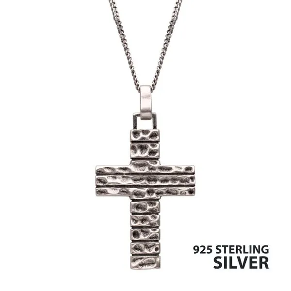 Hammered Sterling Silver Cross Image 2 J. Thomas Jewelers Rochester Hills, MI
