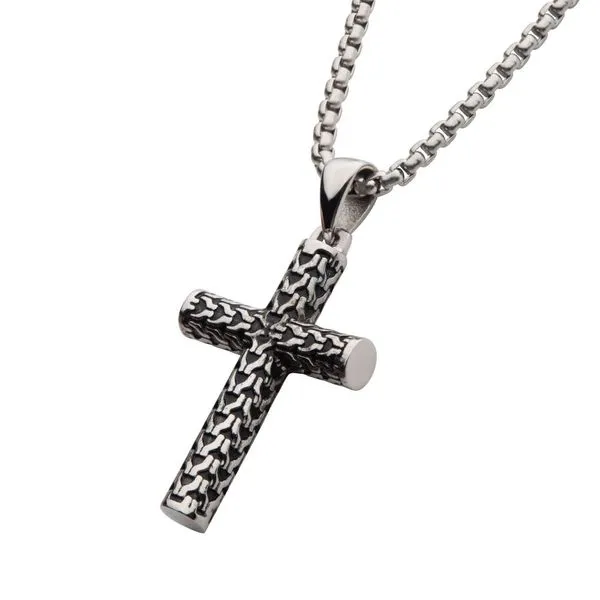 Textured Steel Cross Image 2 J. Thomas Jewelers Rochester Hills, MI