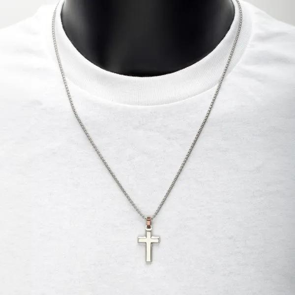Steel Beveled Cross Image 2 J. Thomas Jewelers Rochester Hills, MI