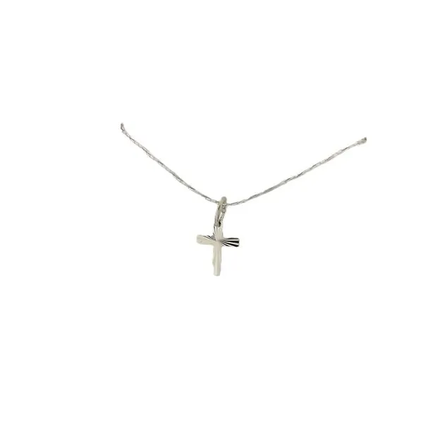 sterling silver radiant diamond cut small cross rhodium plated J. Thomas Jewelers Rochester Hills, MI