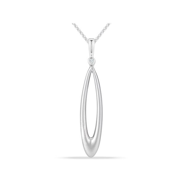 Elongated Oval Satin Finish Diamond Pendant Necklace J. Thomas Jewelers Rochester Hills, MI