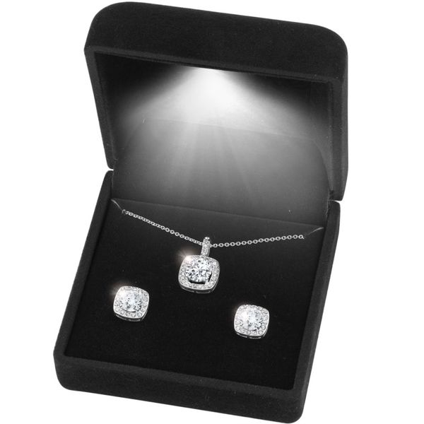 Sterling Silver and Cubic Zirconia Earring and Necklace Set J. Thomas Jewelers Rochester Hills, MI