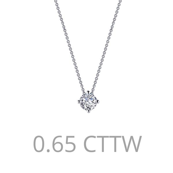 Adjustable Round Solitaire Necklace Is Set With Lafonn's Signature Lassaire Simulated Diamonds 0.65 Ctw In Sterling Silver Bonde J. Thomas Jewelers Rochester Hills, MI