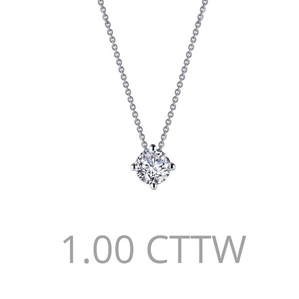 Adjustable Round Solitaire Necklace Is Set With Lafonn's Signature Lassaire Simulated Diamonds 1.0 Ctw In Sterling Silver Bonded J. Thomas Jewelers Rochester Hills, MI