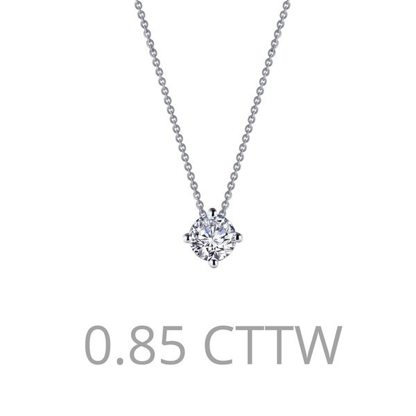 Adjustable Round Solitaire Necklace Is Set With Lafonn's Signature Lassaire Simulated Diamonds 0.85 Ctw In Sterling Silver Bonde J. Thomas Jewelers Rochester Hills, MI