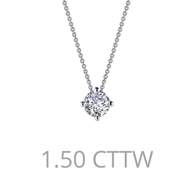 Adjustable Round Solitaire Necklace Is Set With Lafonn's Signature Lassaire Simulated Diamonds 1.50 Ctw In Sterling Silver Bonde J. Thomas Jewelers Rochester Hills, MI