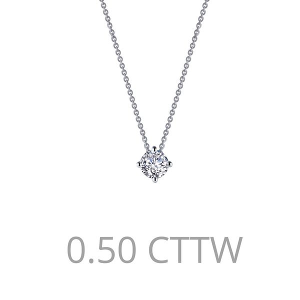 Adjustable Round Solitaire Necklace Is Set With Lafonn's Signature Lassaire Simulated Diamonds 0.50 Ctw In Sterling Silver Bonde J. Thomas Jewelers Rochester Hills, MI