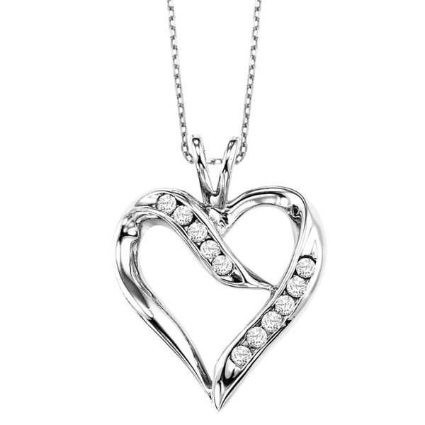 Sterling Silver And Diamond Heart Pendant J. Thomas Jewelers Rochester Hills, MI