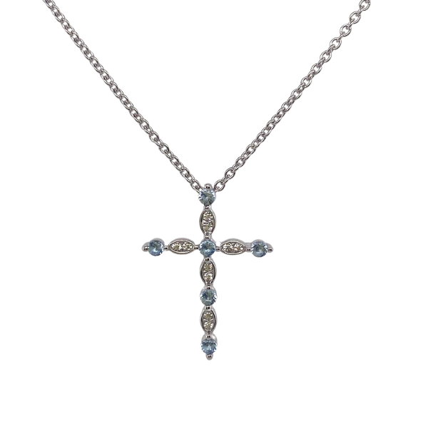 Simulated Aquamarie Cross J. Thomas Jewelers Rochester Hills, MI