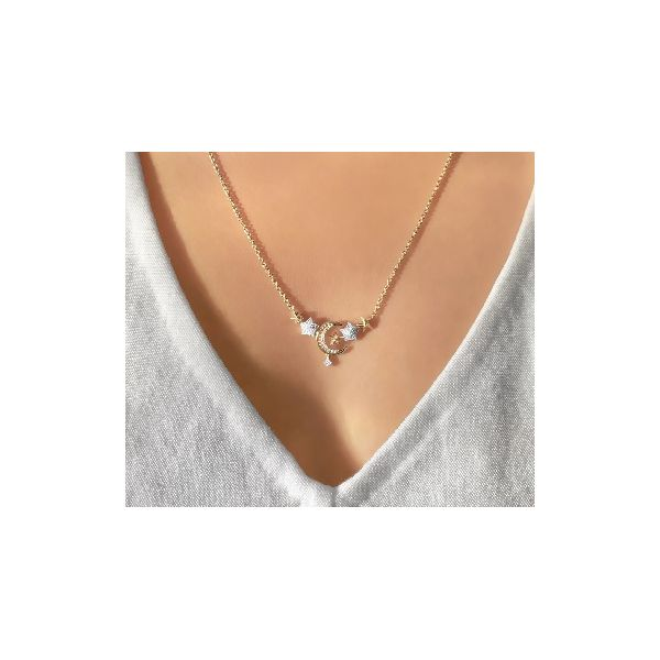 Star Cluster Moon  Necklace Image 2 J. Thomas Jewelers Rochester Hills, MI